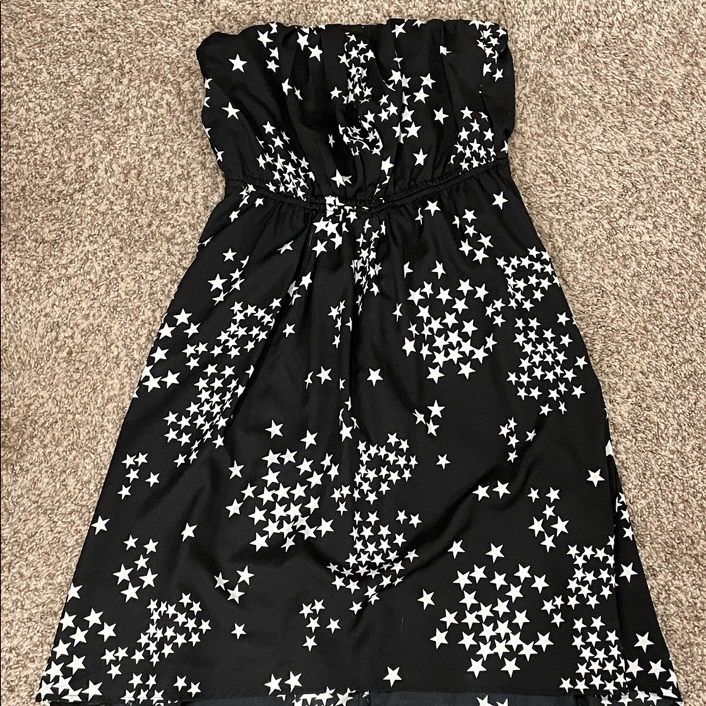Black & white high-low dress with stars
